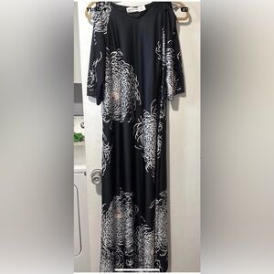 VINTAGE LIBERTY HOUSE HAWAII MAXI COLD SHOULDER BUTTON ARMS HAWAIIAN DRESS SZ 8